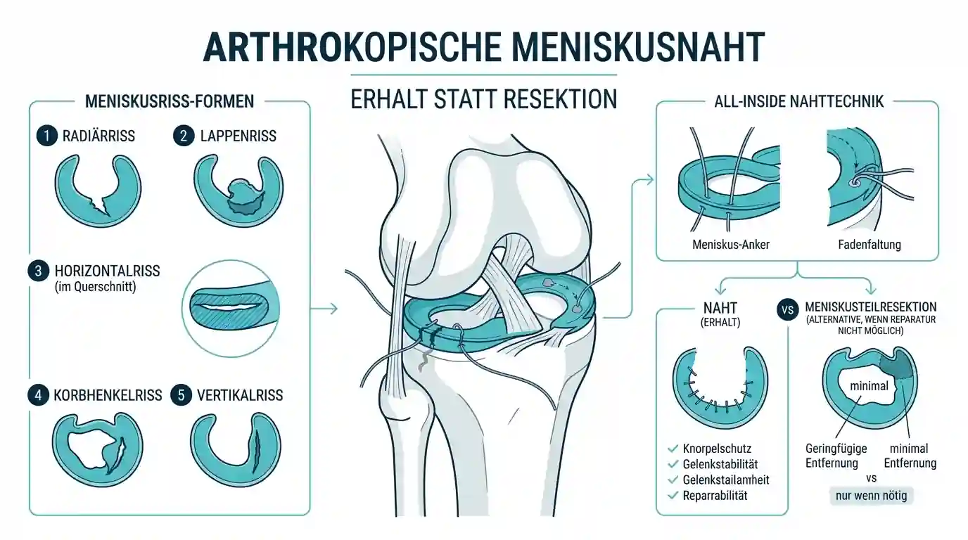 Abbildung der arthroskopischen Meniskusnaht